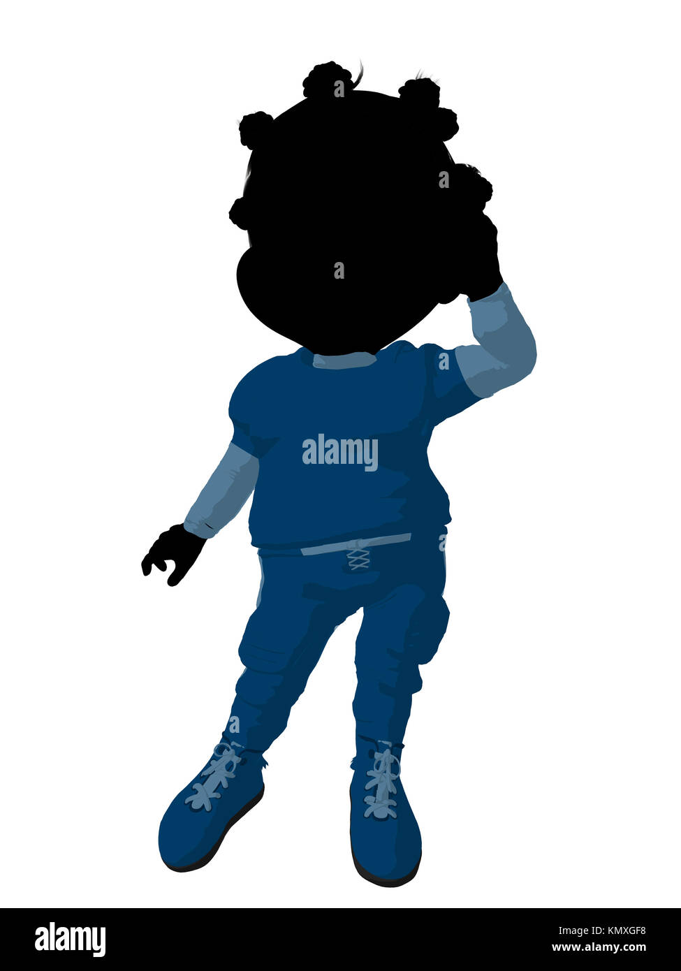 Little african american football girl on a white background Stock Photo