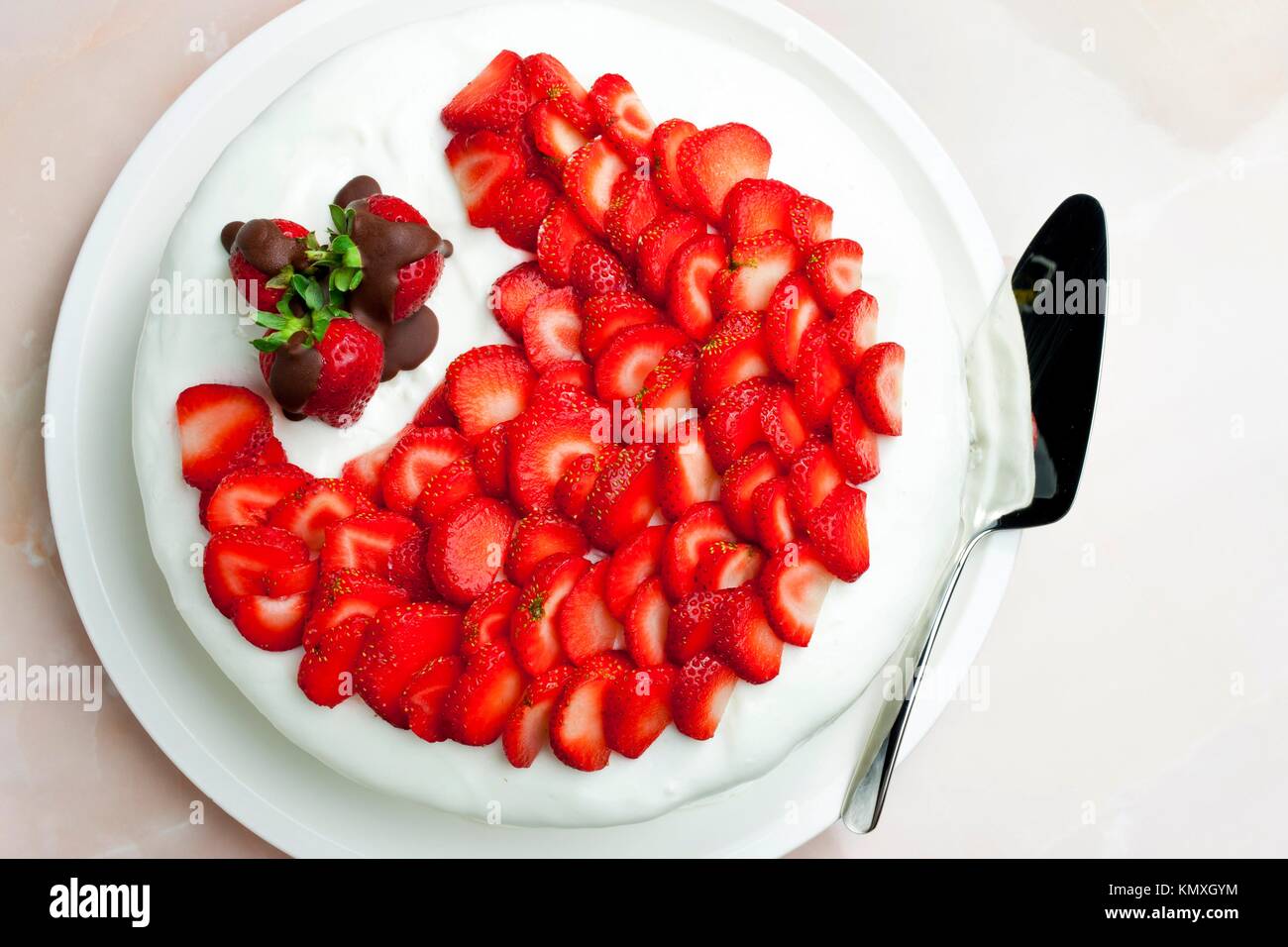light yogurt cake with strawberries Stock Photo Alamy