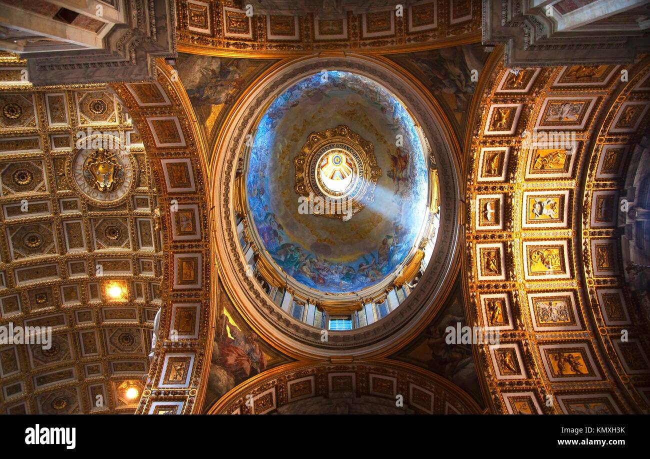 Vatican Inside Small Dome Shaft Of Light Ceiling Saint Peter