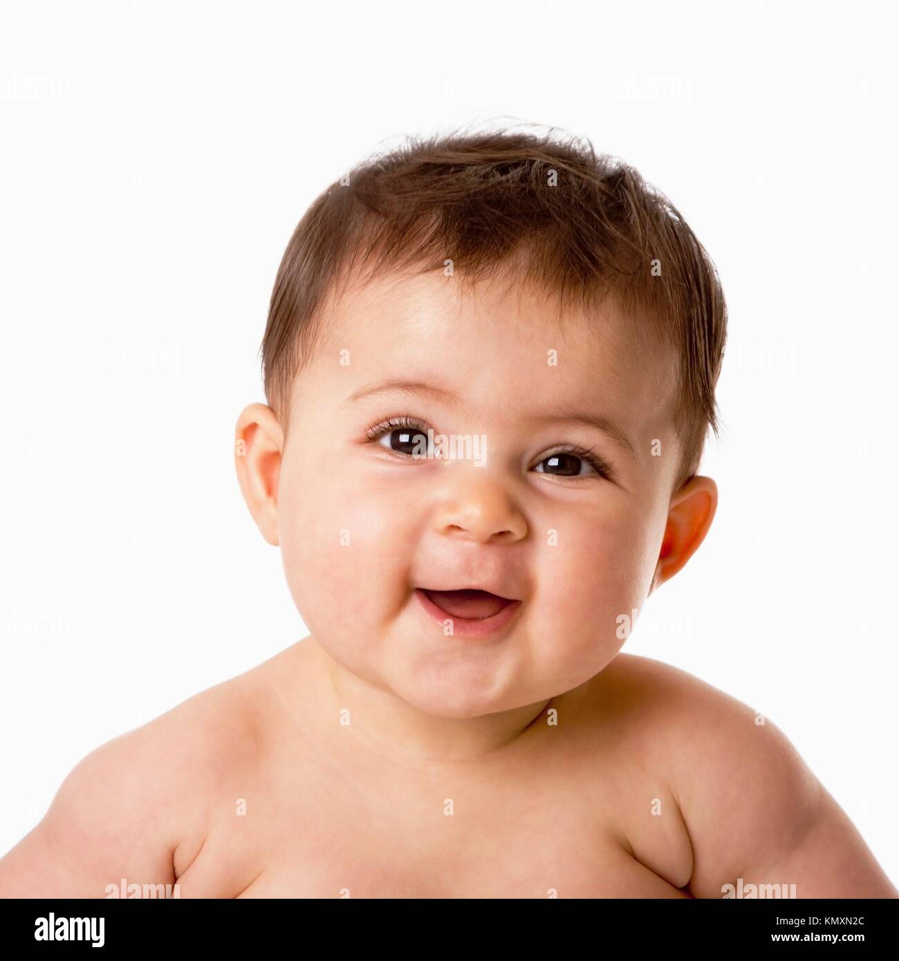 Beautiful cute happy smiling laughing baby face, isolated Stock ...
