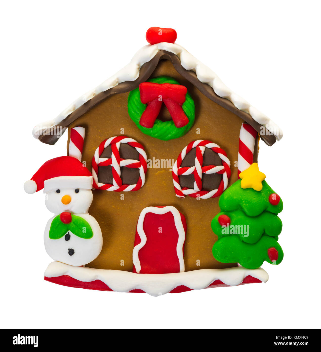 Christmas gingerbread house on white isolated background Stock Photo