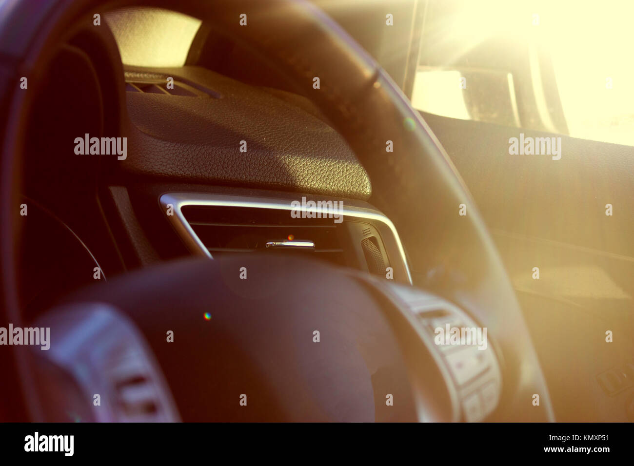 car rudder close up in sunlight. learning to drive Stock Photo - Alamy