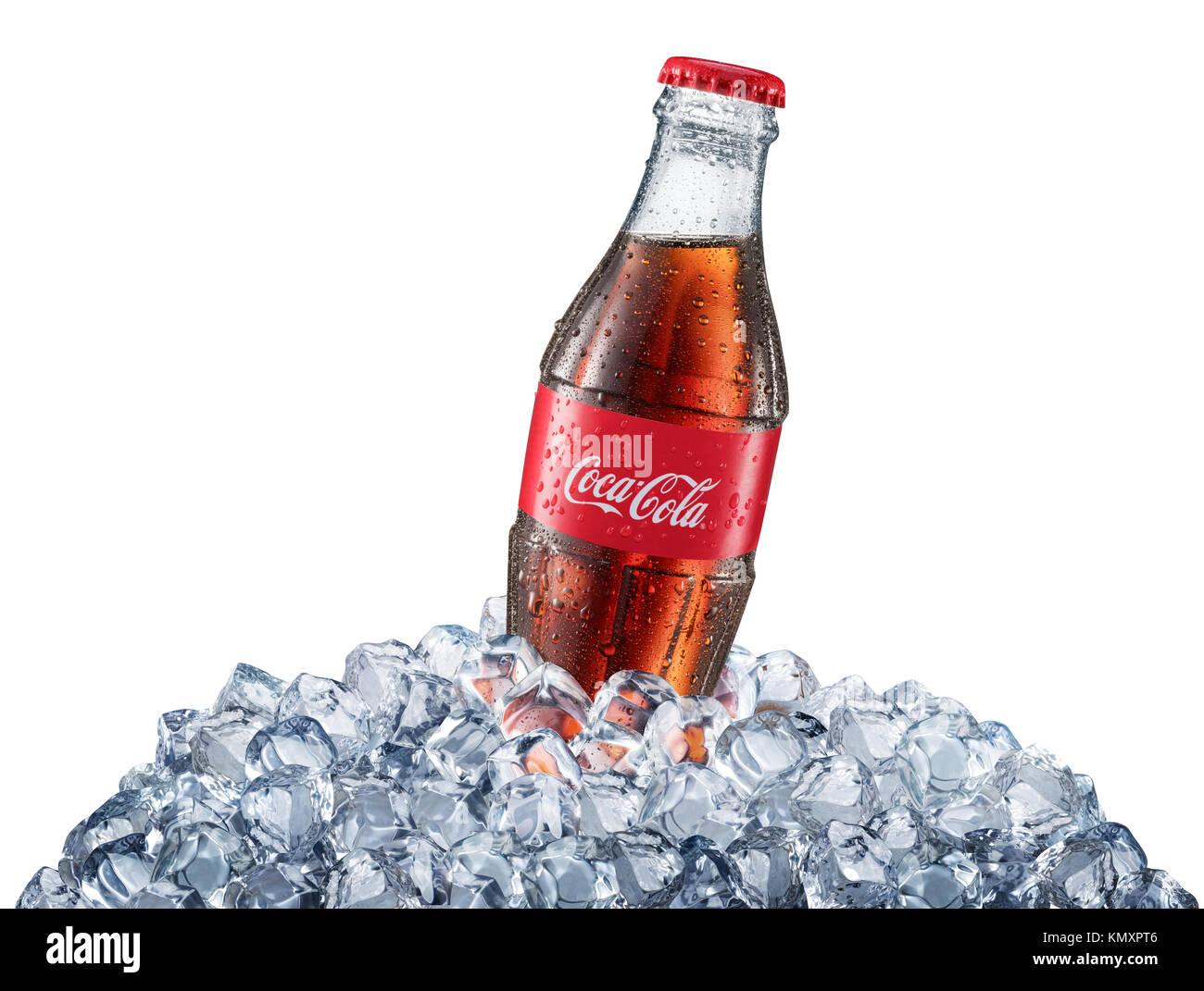 Coca Cola with Ice, Bottle, Glass, Cup Editorial Stock Photo