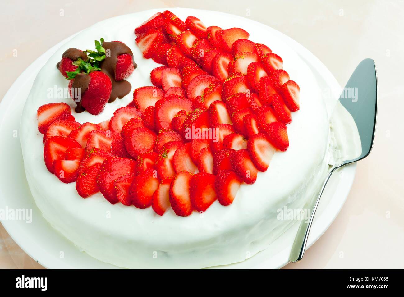 light yogurt cake with strawberries Stock Photo Alamy