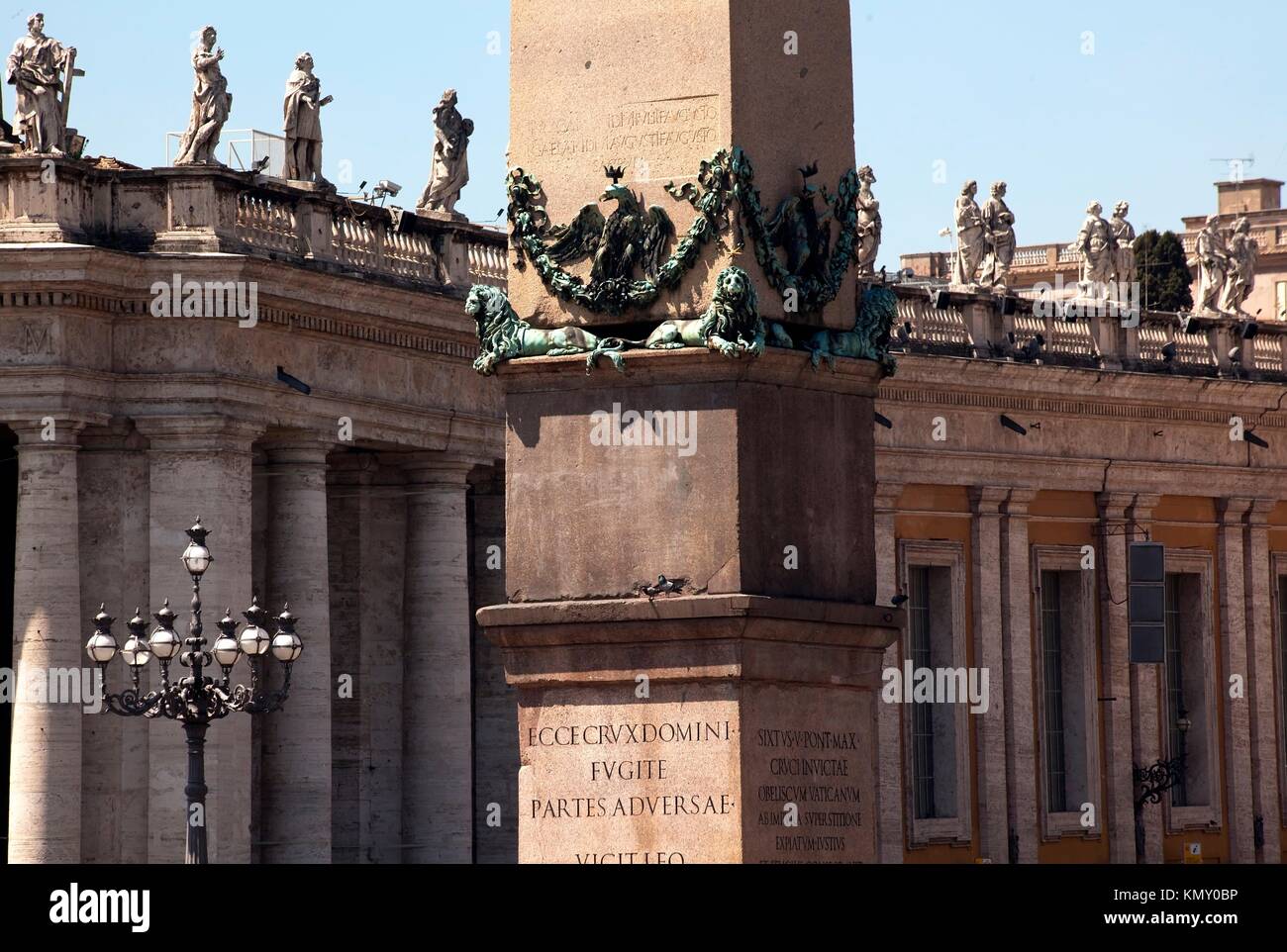 Religious Statues Saint Peter´s Basilica Vatican Rome Italy Outside in Square Fontana´s Obelisk
