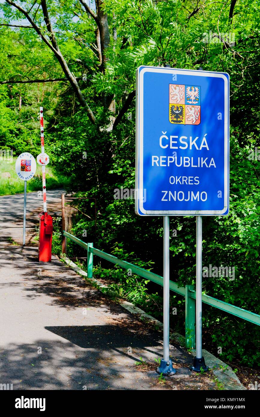 border between Czech Republic and Austria Stock Photo