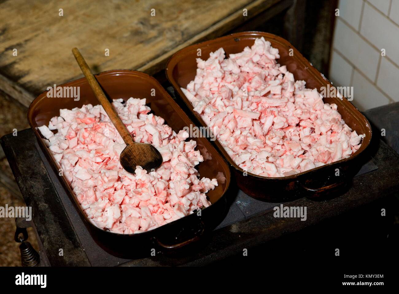 traditional pigsticking lard, Czech Republic Stock Photo Alamy
