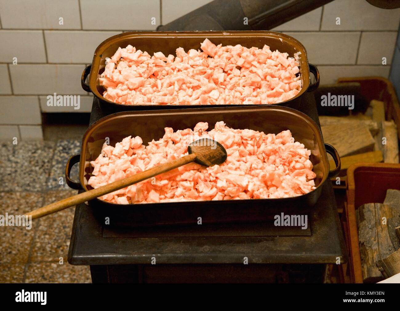 traditional pigsticking lard, Czech Republic Stock Photo Alamy