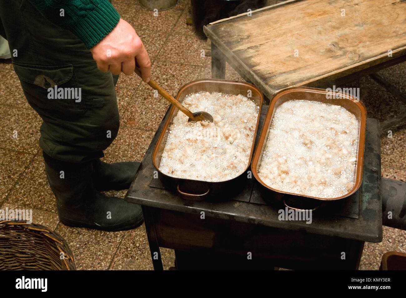 traditional pigsticking lard, Czech Republic Stock Photo Alamy