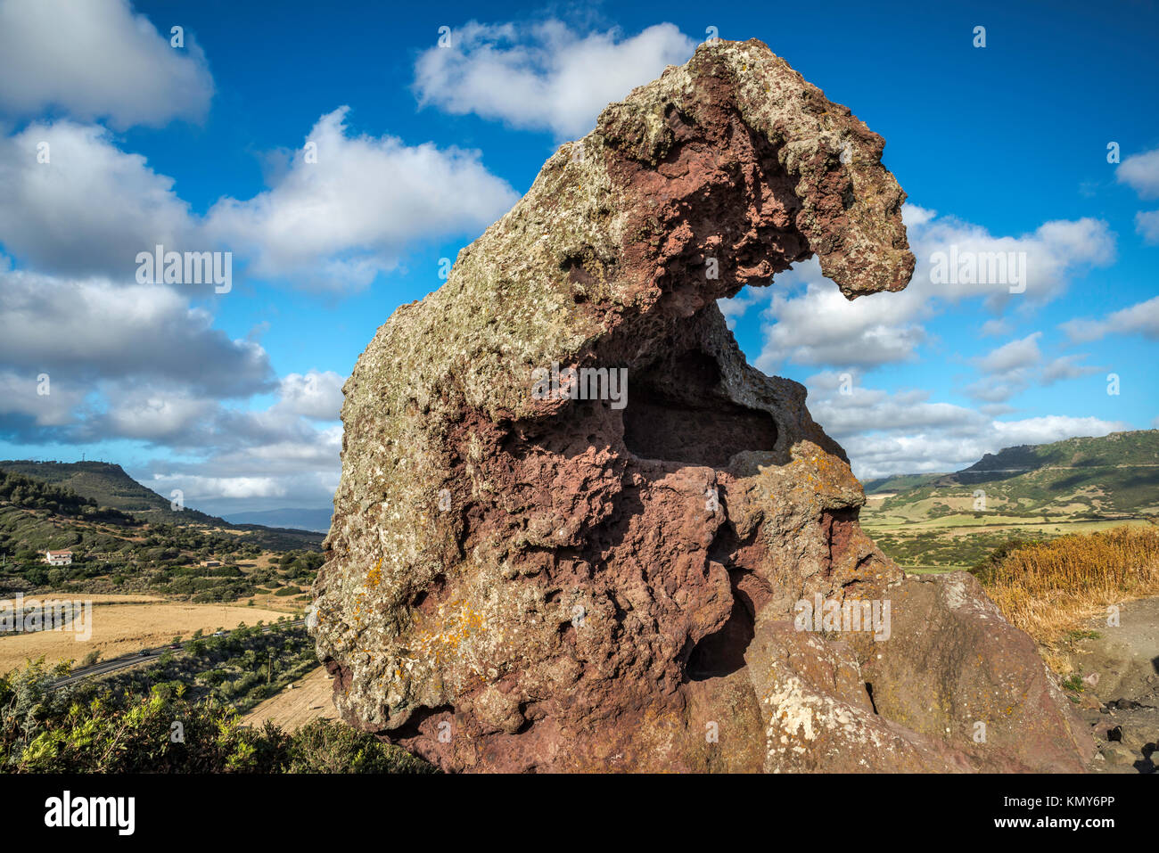 Roccia dell'Elefante, red trachyte Elephant Rock, near Castelsardo, Sassari province, Sardinia, Italy Stock Photo