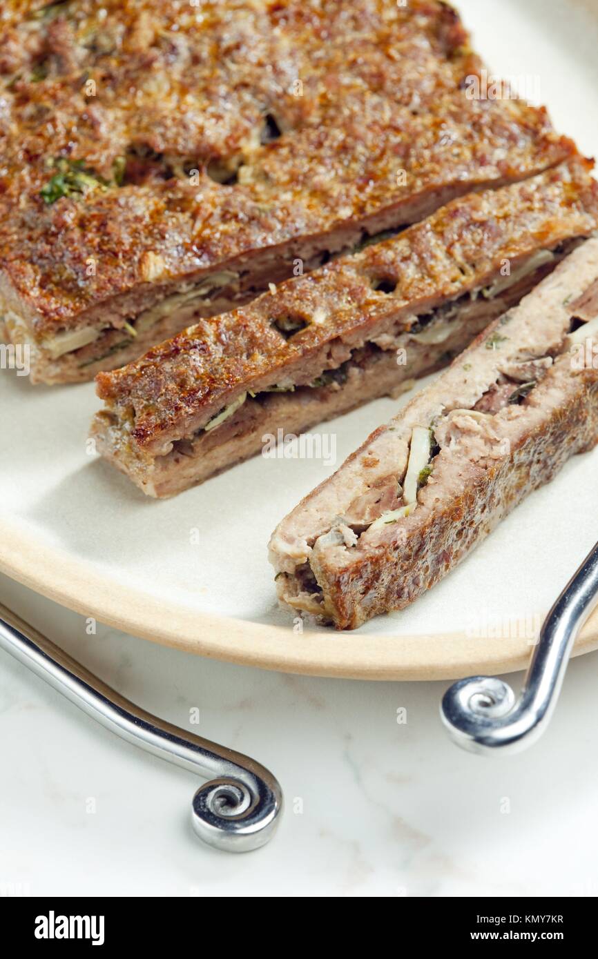 minced beef meat hash filled with champignons and herbs Stock Photo Alamy