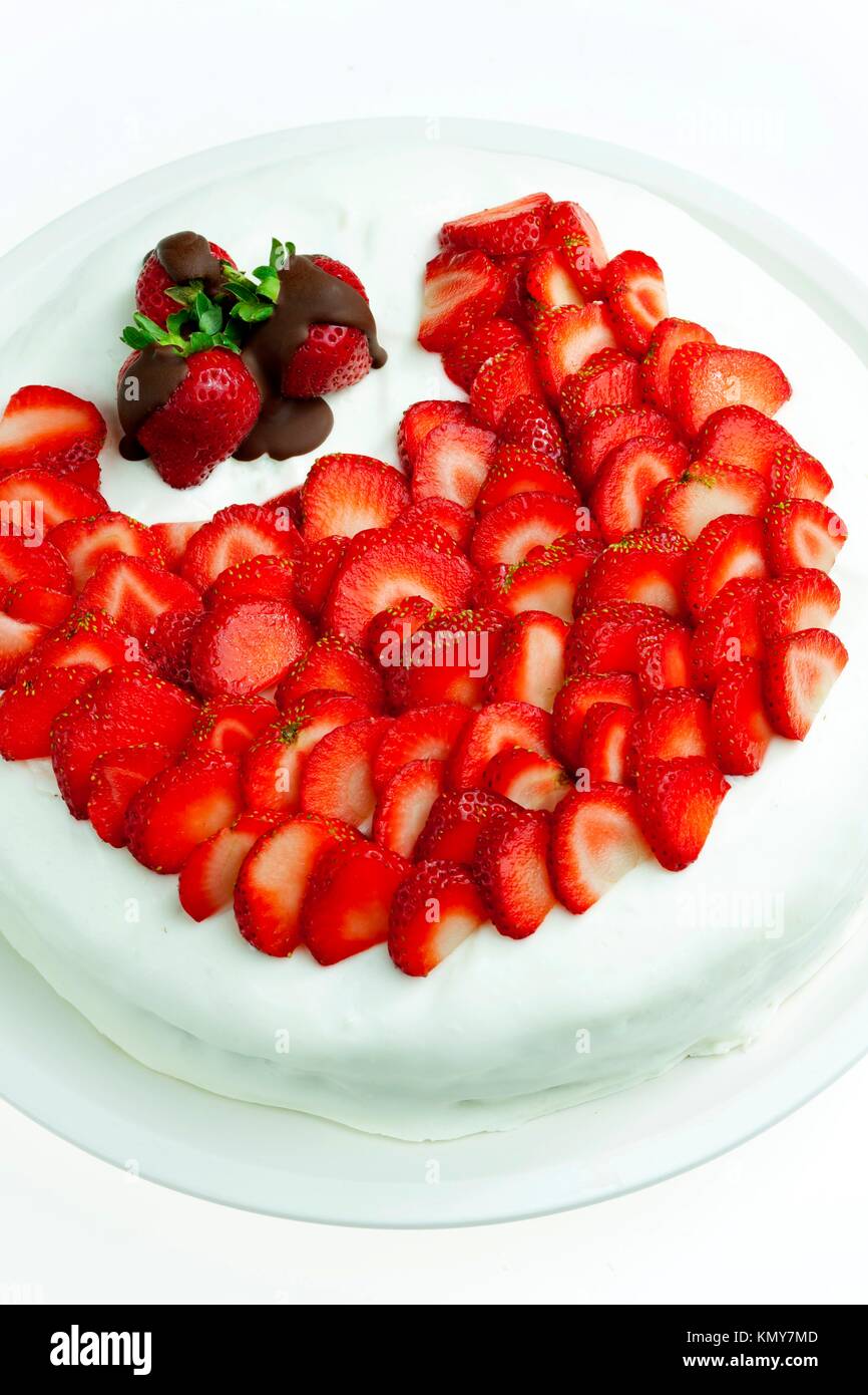 light yogurt cake with strawberries Stock Photo Alamy
