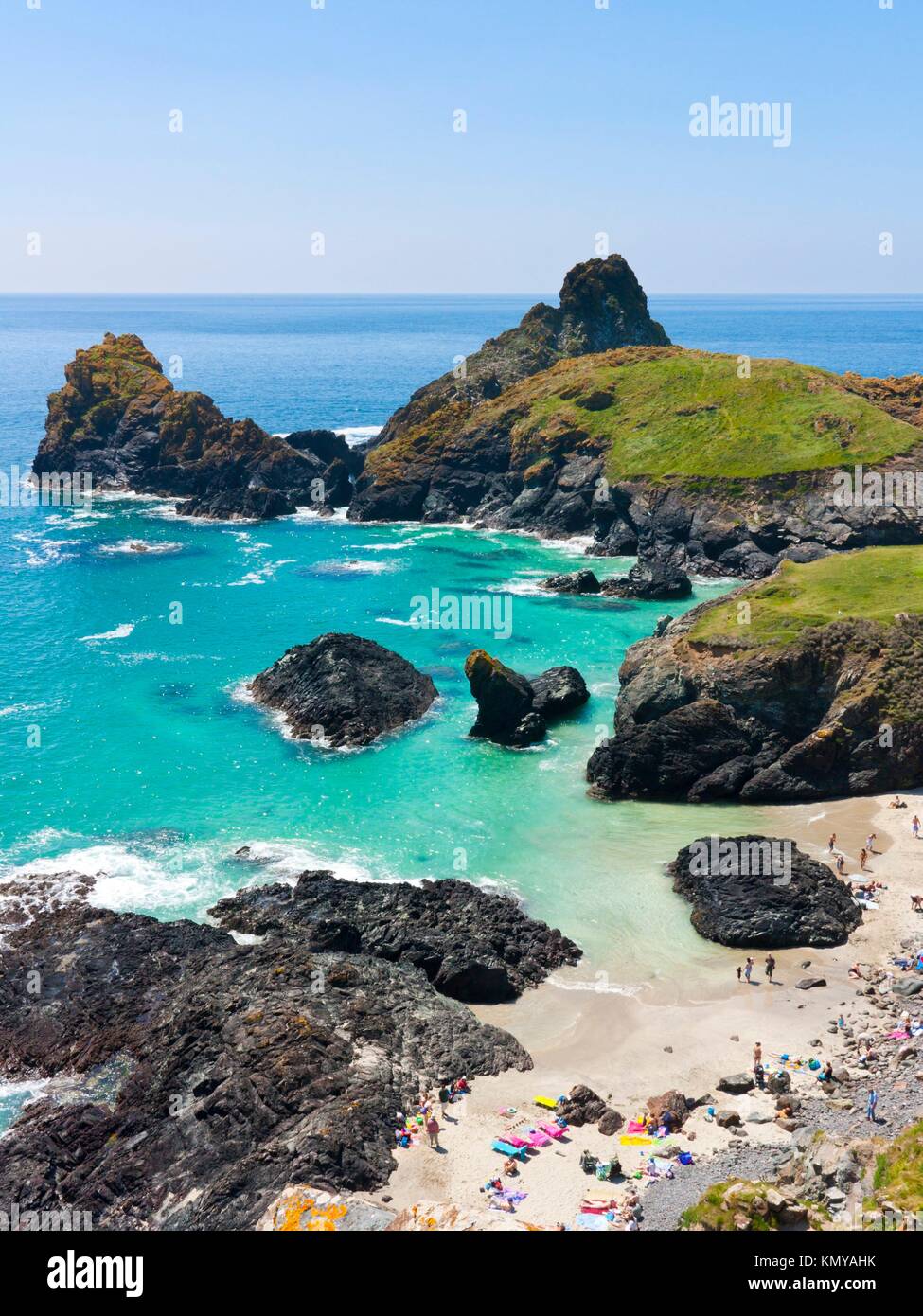 Beautiful clear day at Kynance Cove Cornwall England Stock Photo