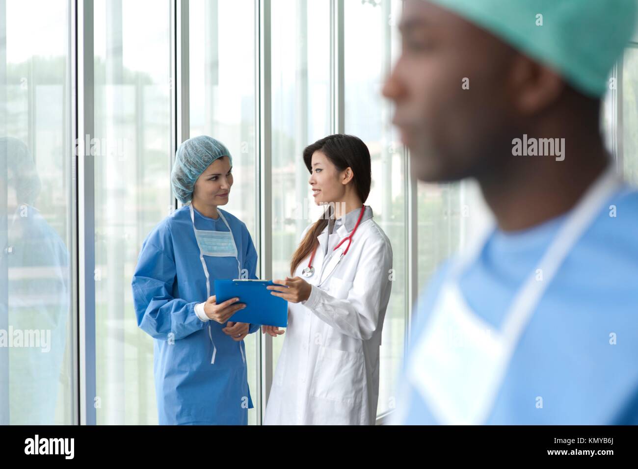 Medical team, focus on background Stock Photo