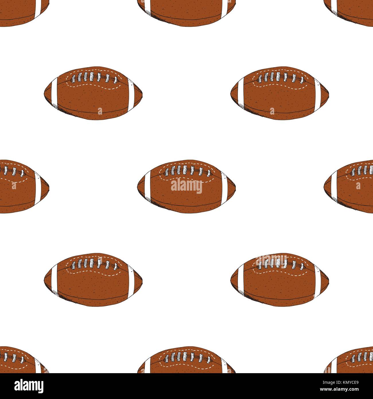 Football, rugby ball seamless pattern hand drawn sketch, vector ...