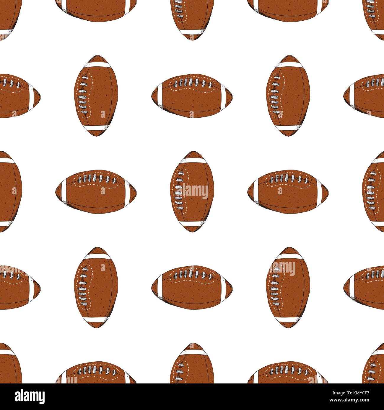 Football, rugby ball seamless pattern hand drawn sketch, vector ...
