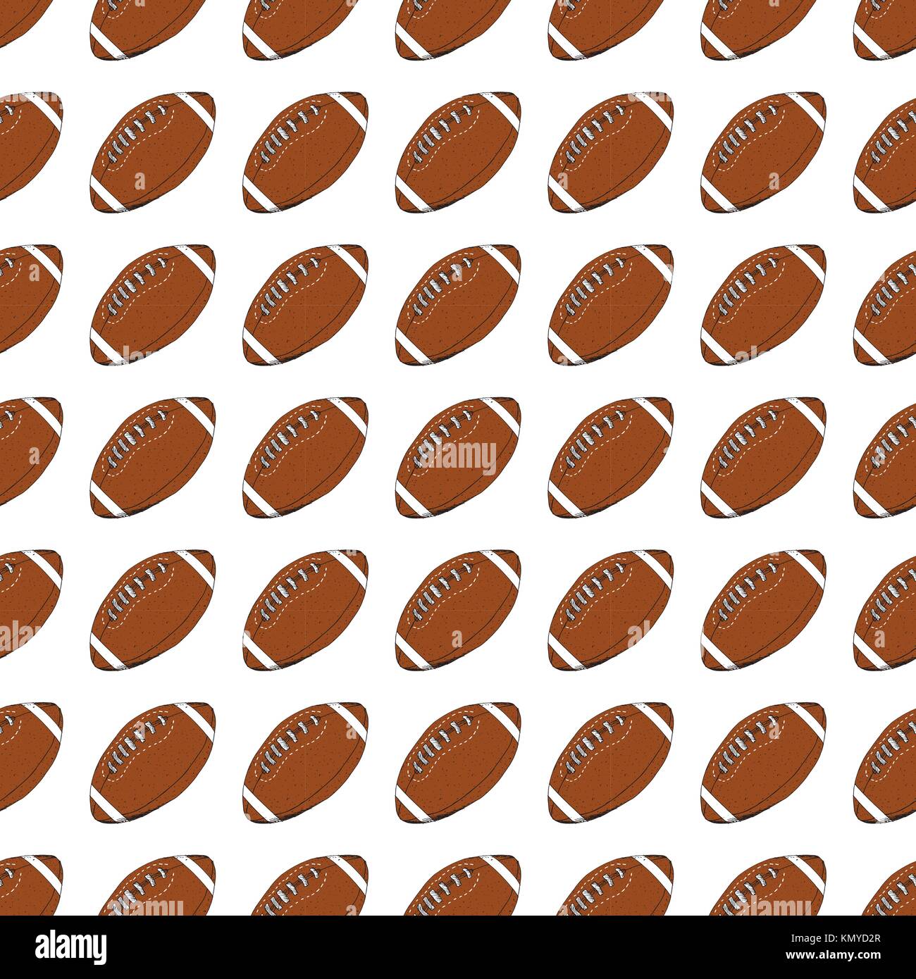 Football, rugby ball seamless pattern hand drawn sketch, vector ...