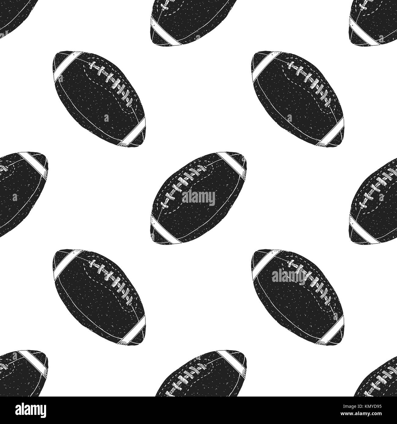 Football, rugby ball seamless pattern hand drawn sketch, vector ...