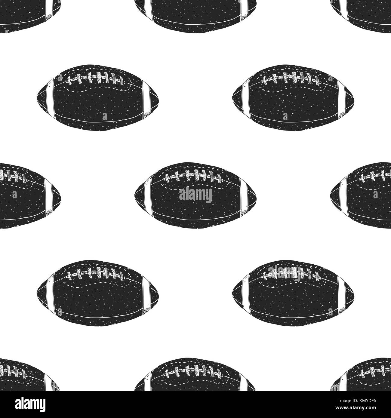 Football, rugby ball seamless pattern hand drawn sketch, vector ...