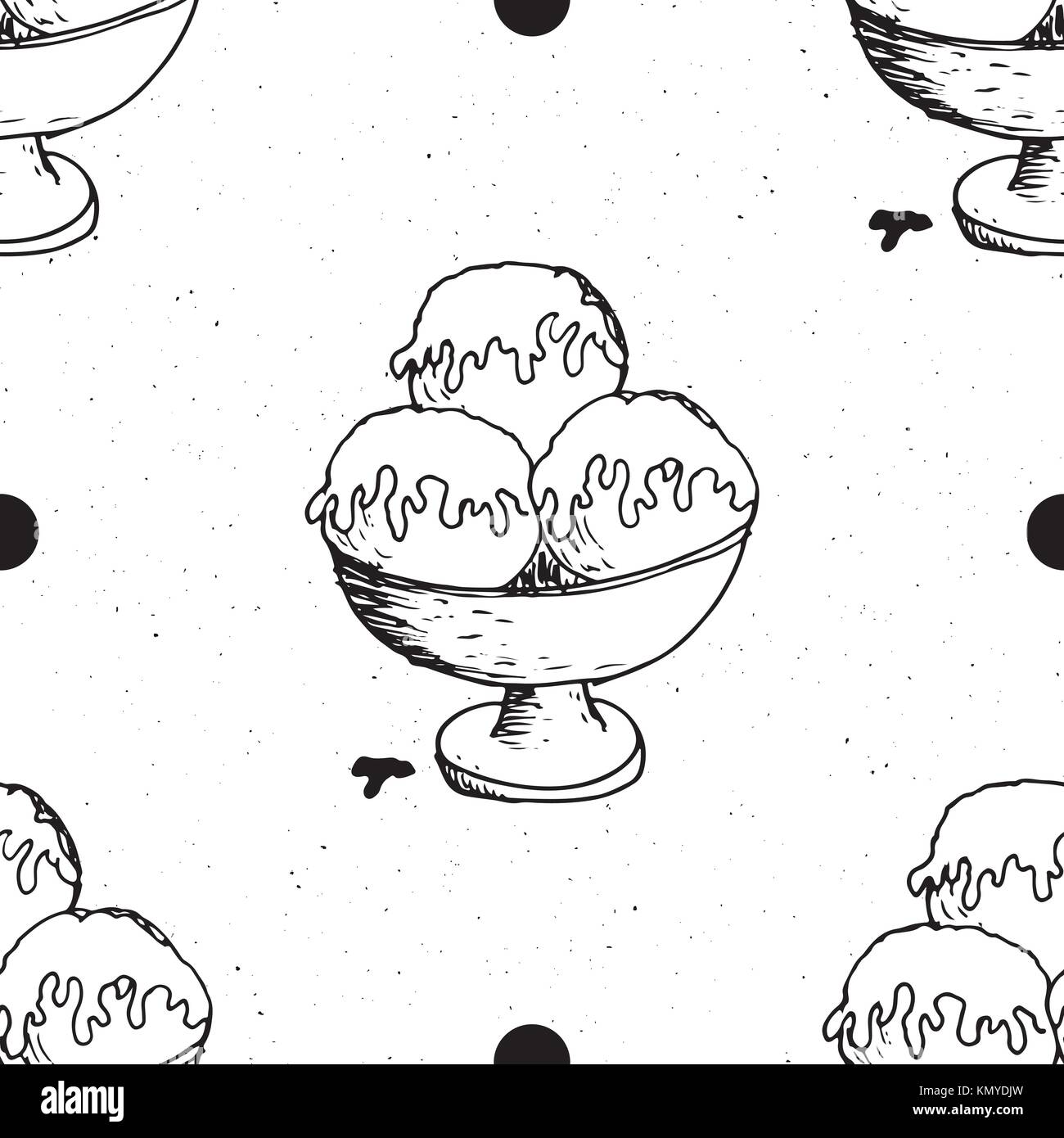 Ice cream seamless pattern hand drawn sketch, background, typography ...