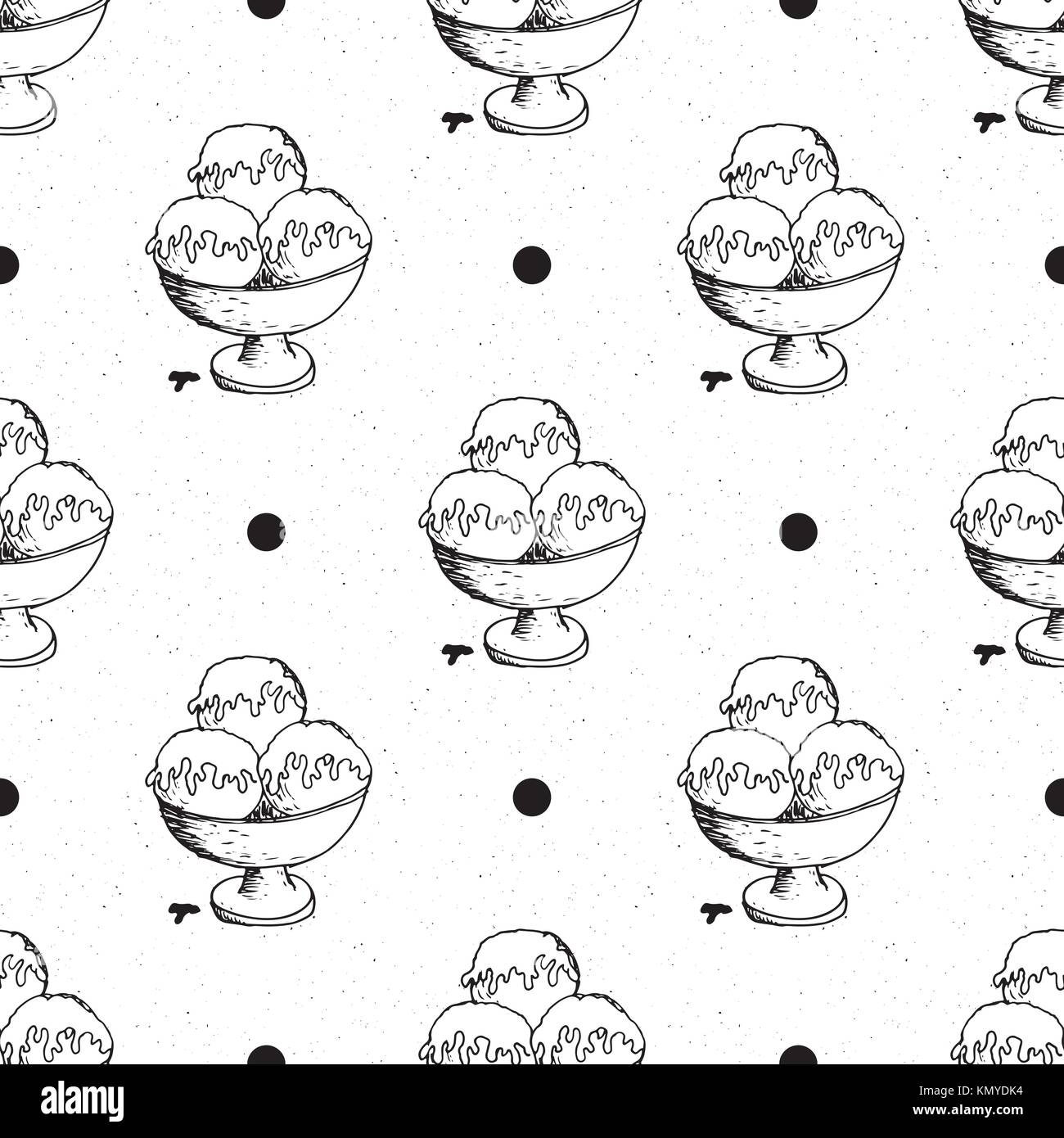 Ice cream seamless pattern hand drawn sketch, background, typography ...