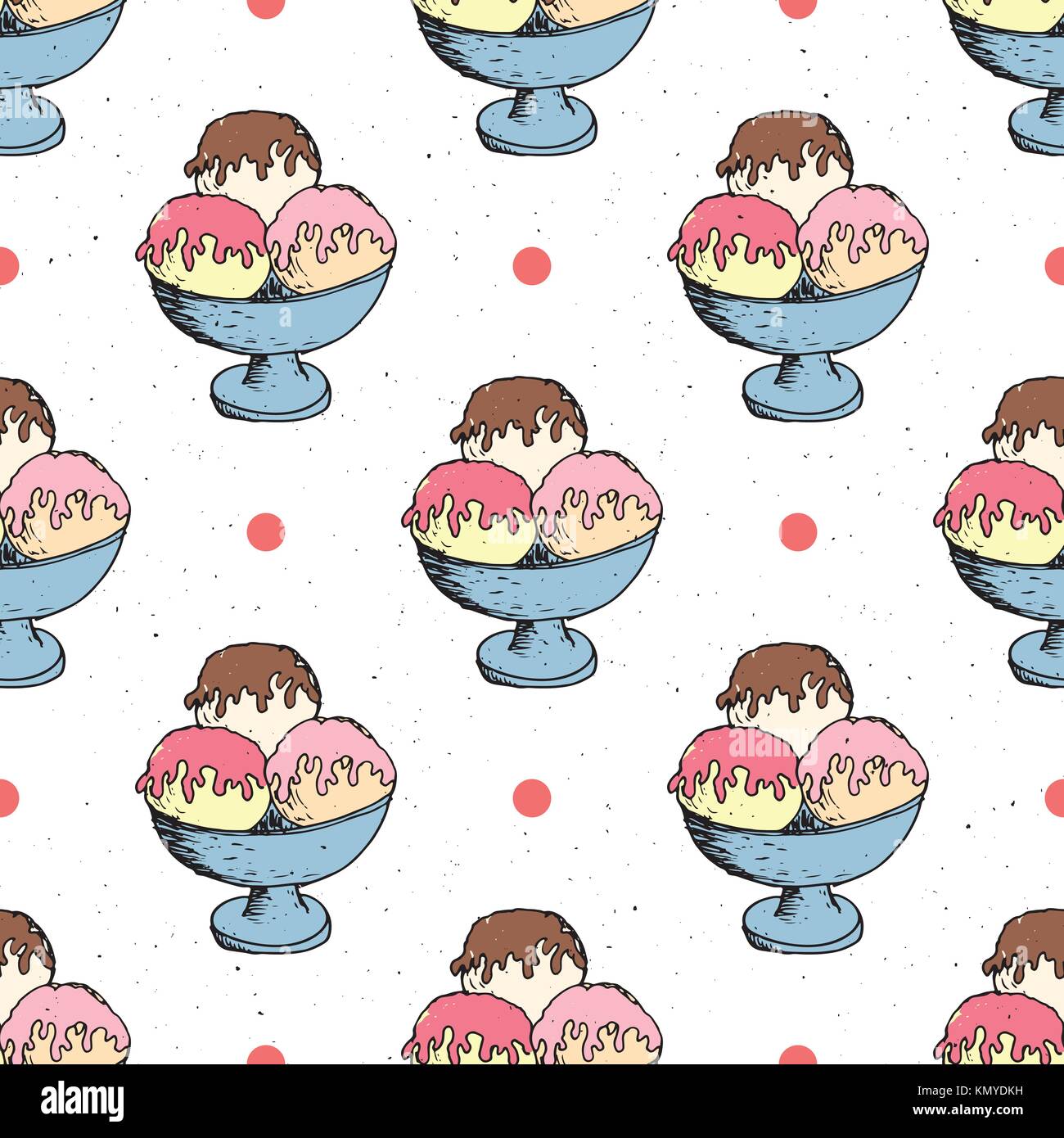 Ice cream seamless pattern hand drawn sketch, background, typography ...