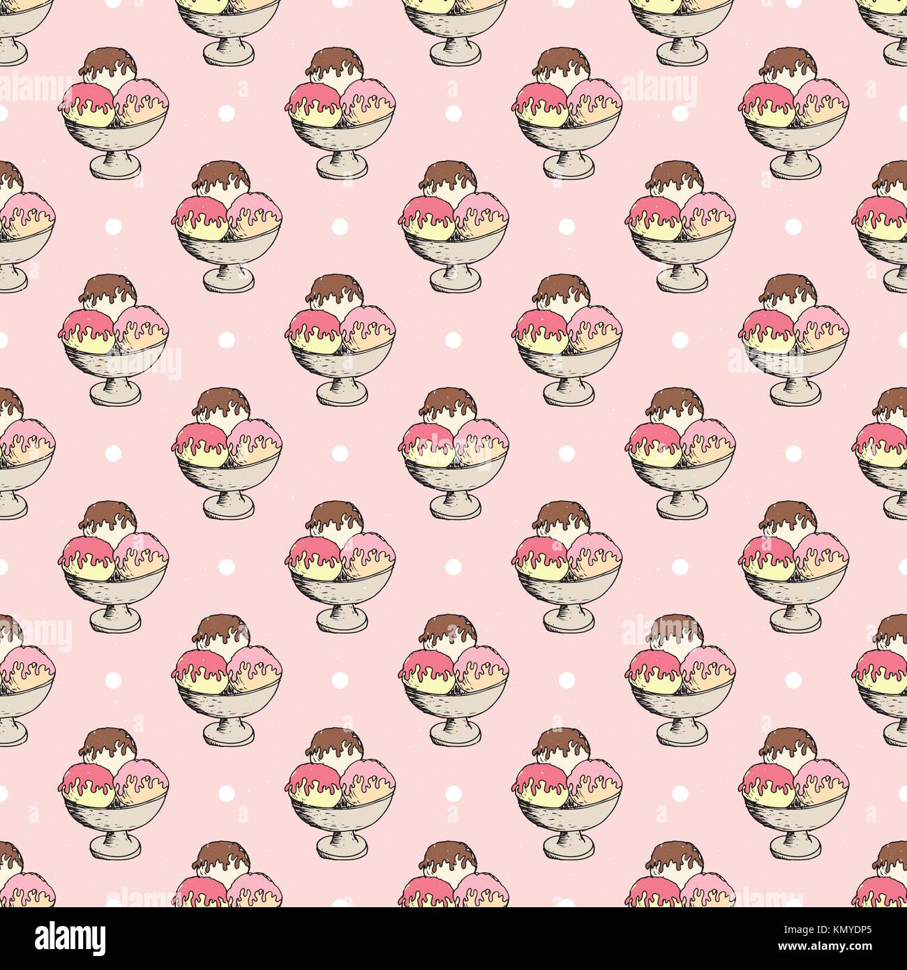 Ice cream seamless pattern hand drawn sketch, background, typography ...