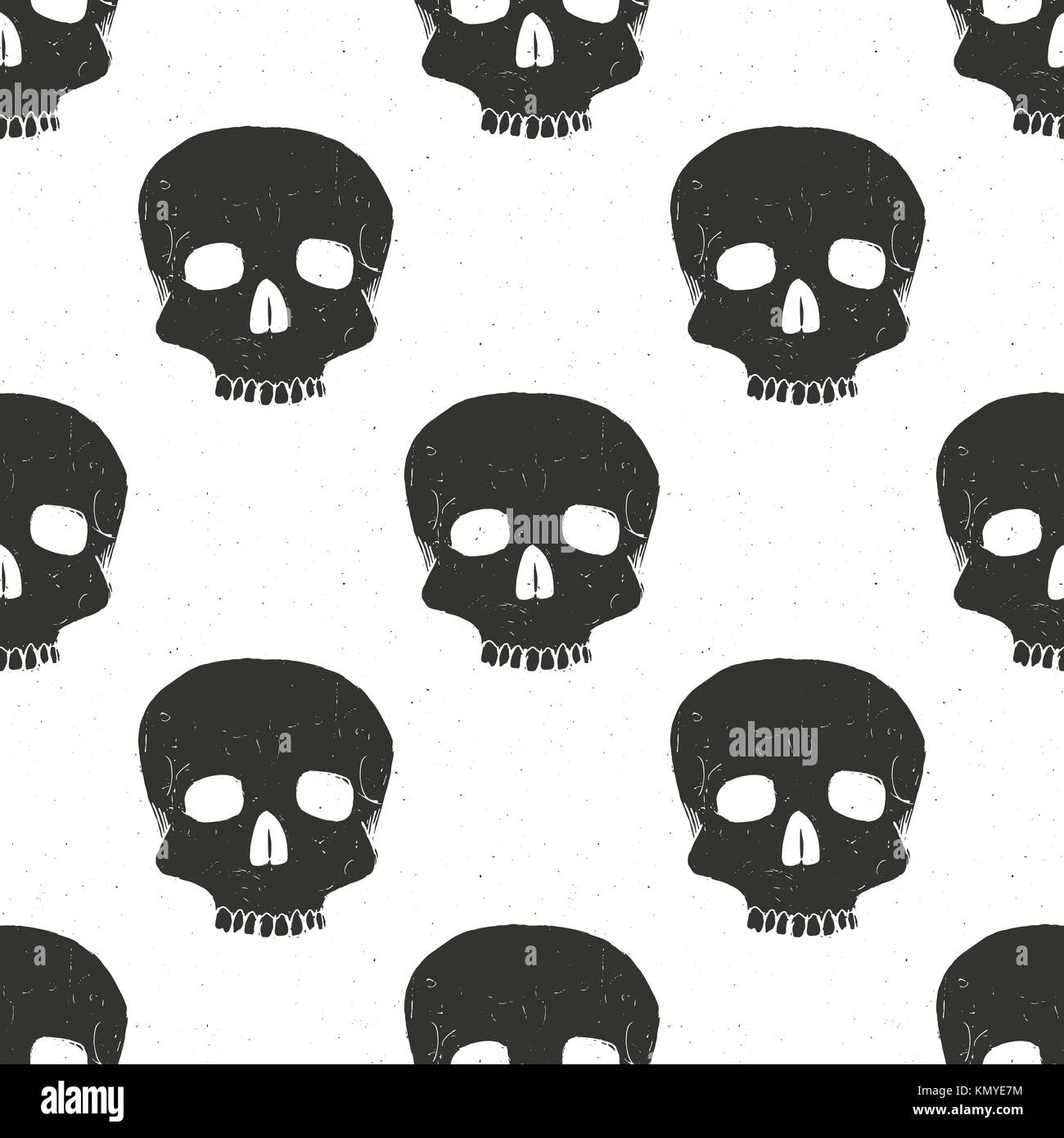 Skull seamless pattern, hand drawn sketch vector illustration Stock ...