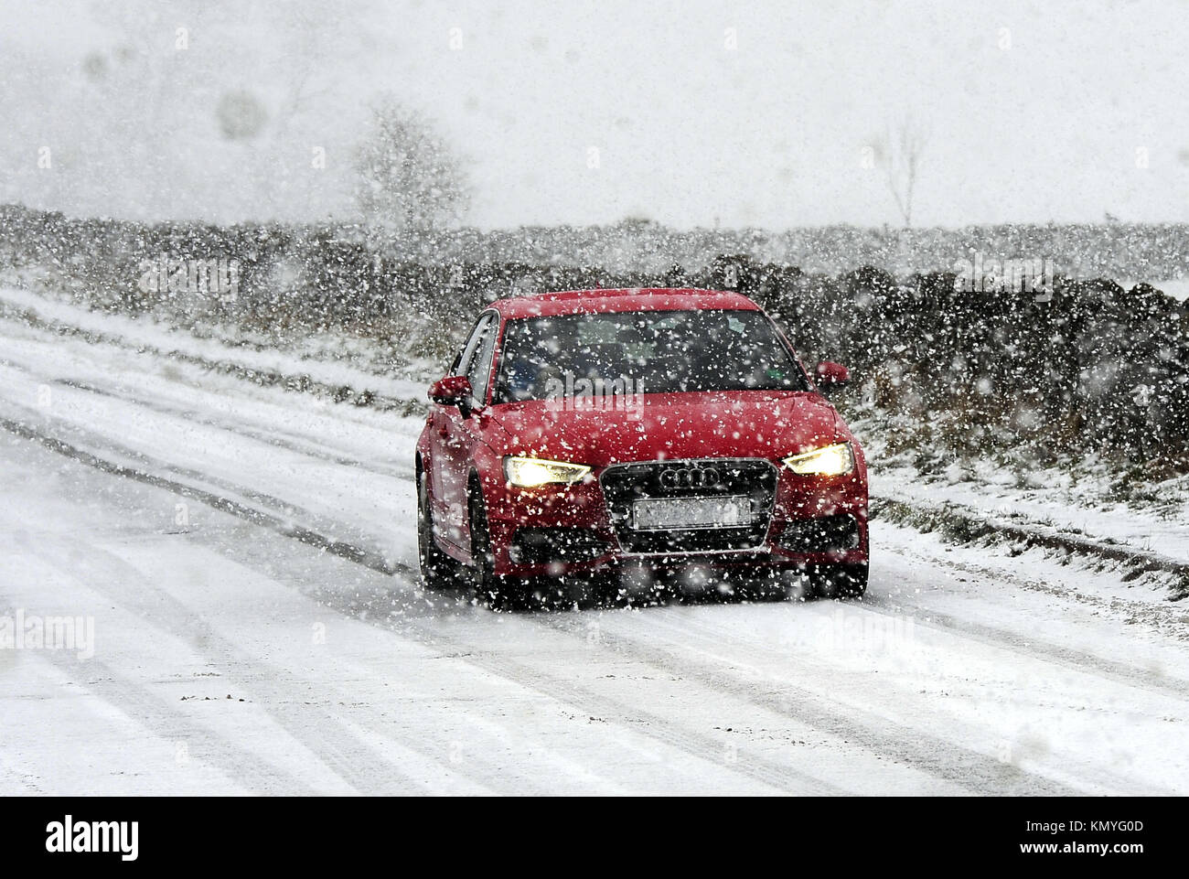 Snow falling near Castleton in the Peak District, as widespread