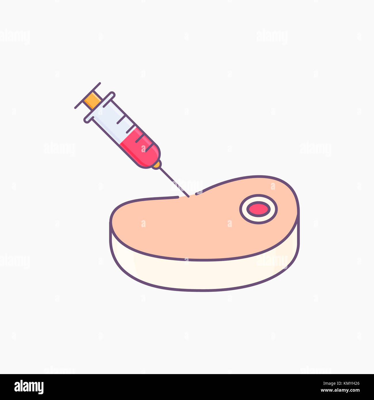Piece of meat with syringe. Meat injection simple icon isolated Stock ...