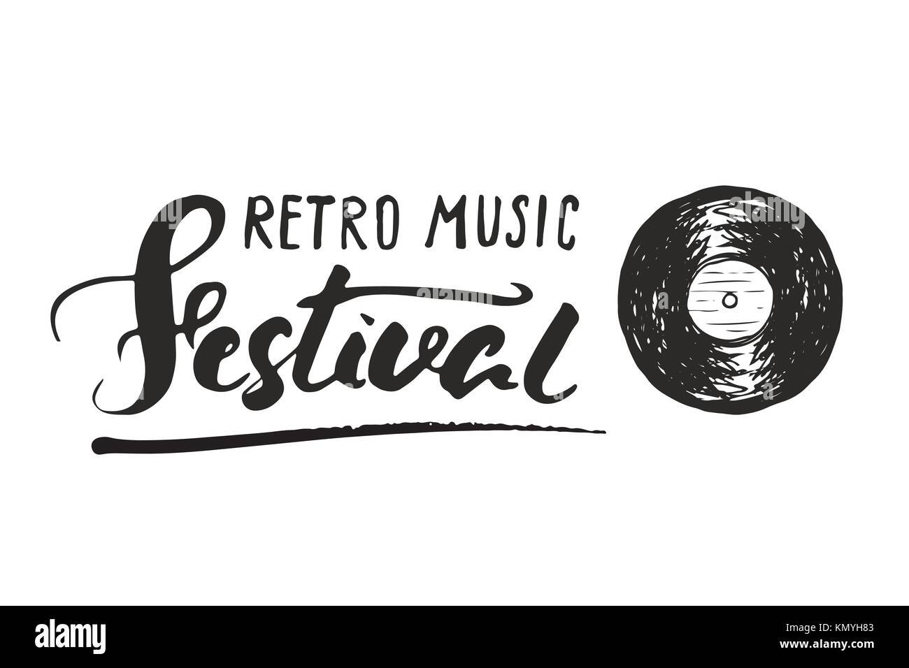 Vinyl record and lettering retro music festival, vintage ...