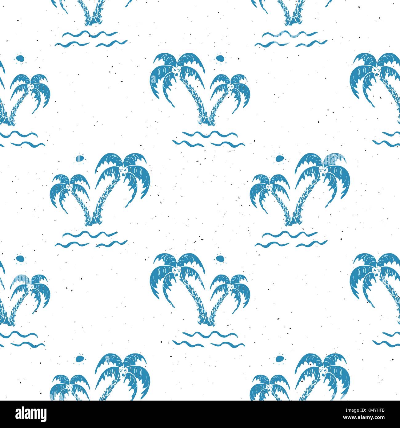 Seamless pattern background with hand drawn palm trees, summer semless ...
