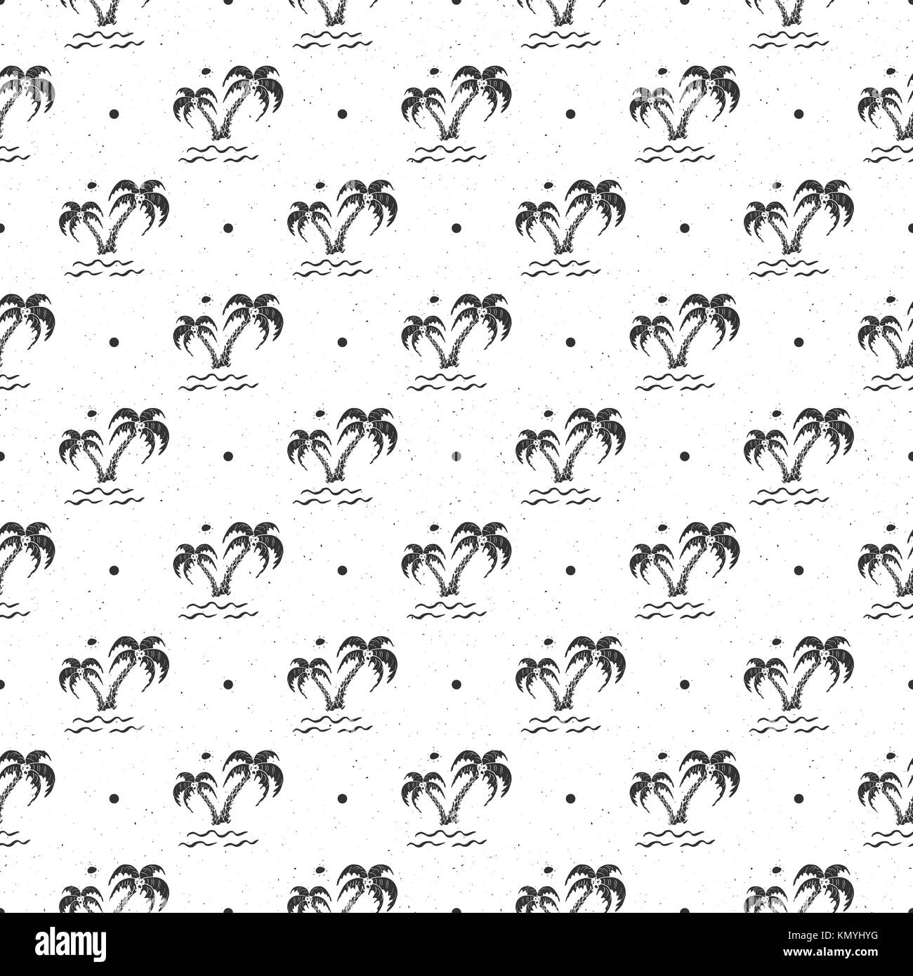Seamless pattern background with hand drawn palm trees, summer semless ...