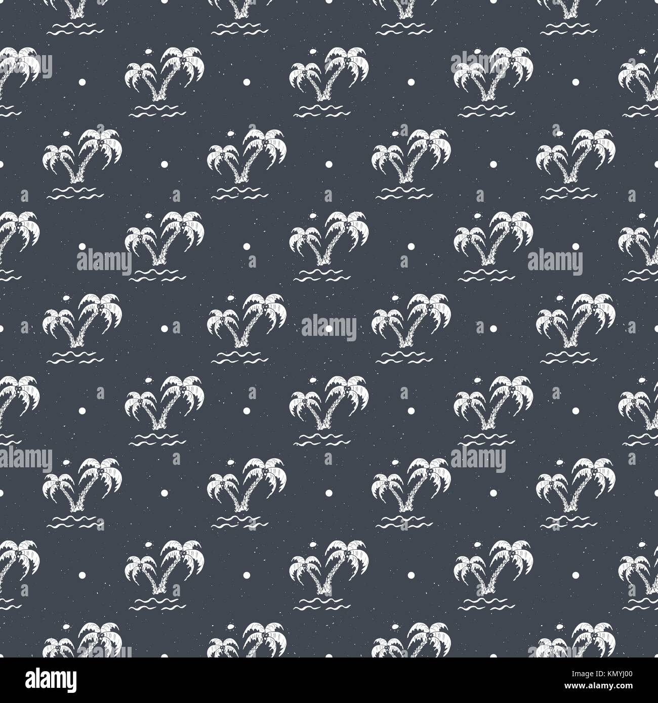 Seamless pattern background with hand drawn palm trees, summer semless ...
