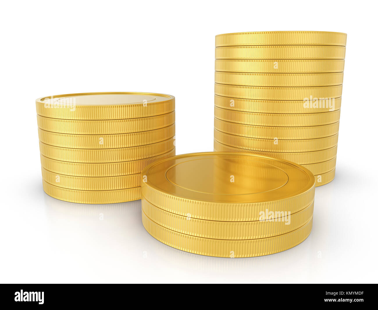 Gold coins on a white background. 3D illustration Stock Photo - Alamy