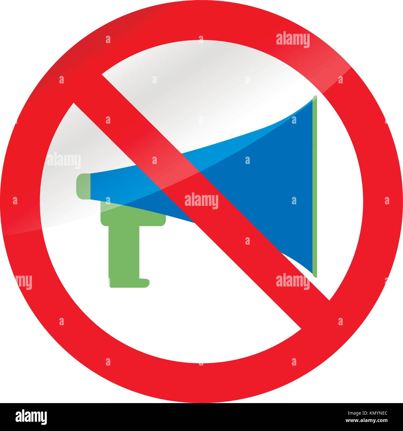 No propaganda and ban megaphone. Warning and forbidden, propaganda speaker loudspeaker, vector illustration Stock Vector