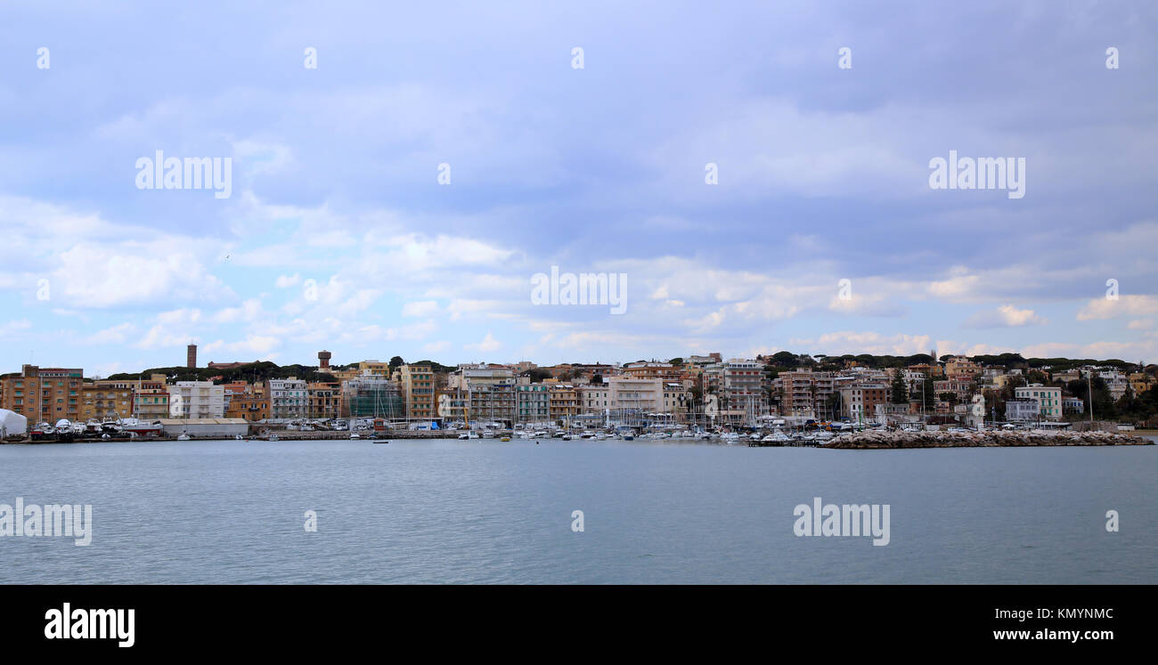 Panoramic view of Anzio and Nettuno old town, Italia Stock Photo