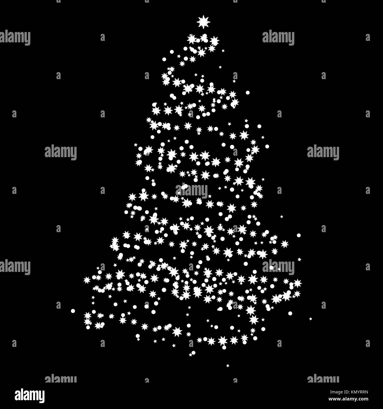 Christmas tree from lights  design isolated on black background Stock Vector