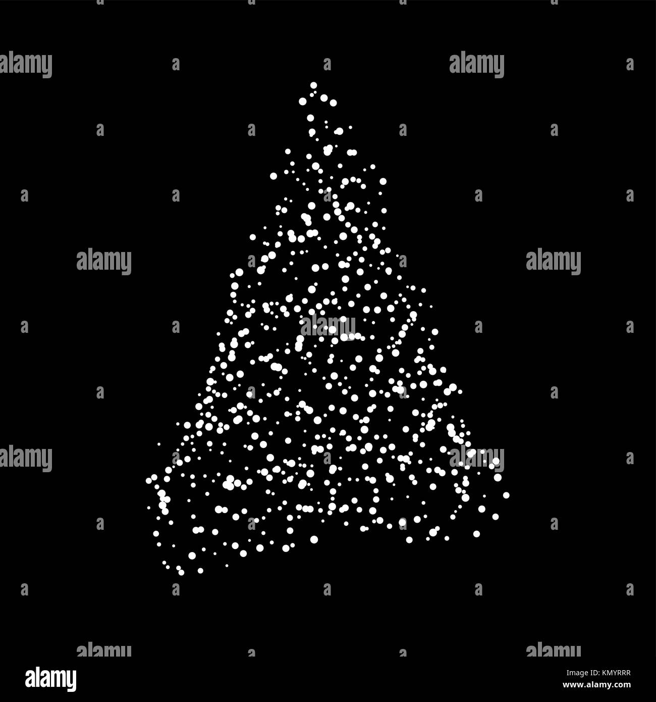 Christmas tree from lights  design isolated on black background Stock Vector