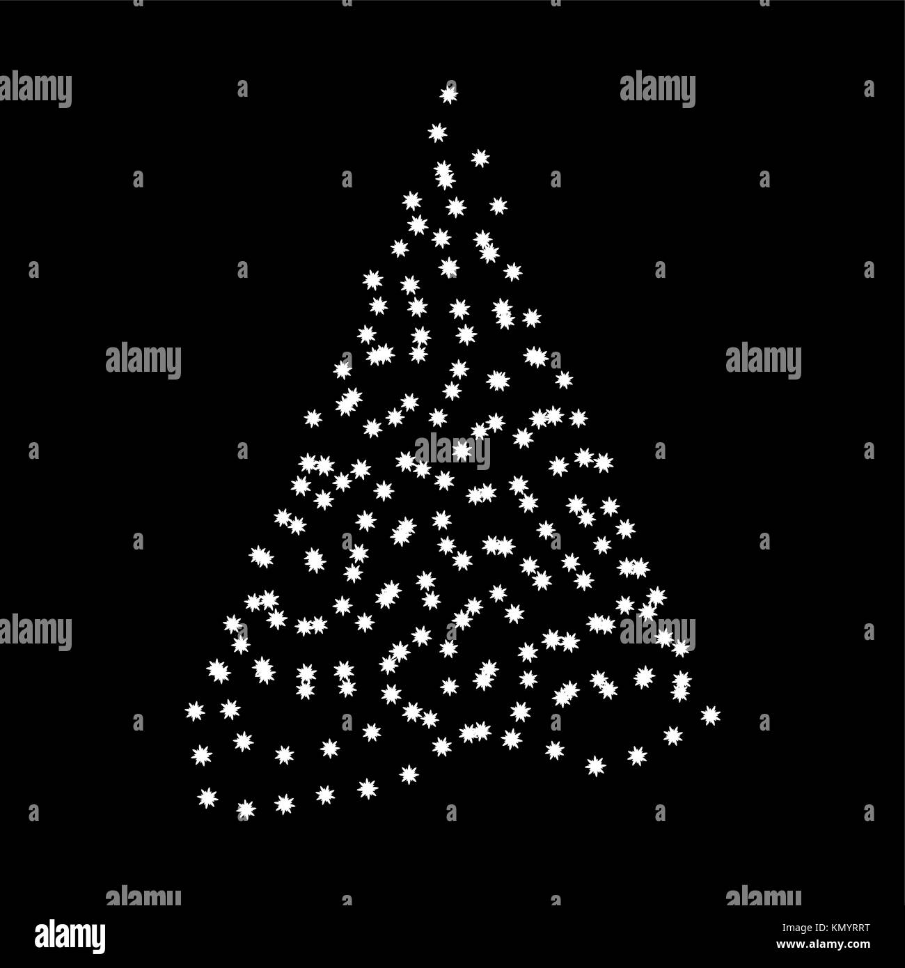 Christmas tree from lights  design isolated on black background Stock Vector
