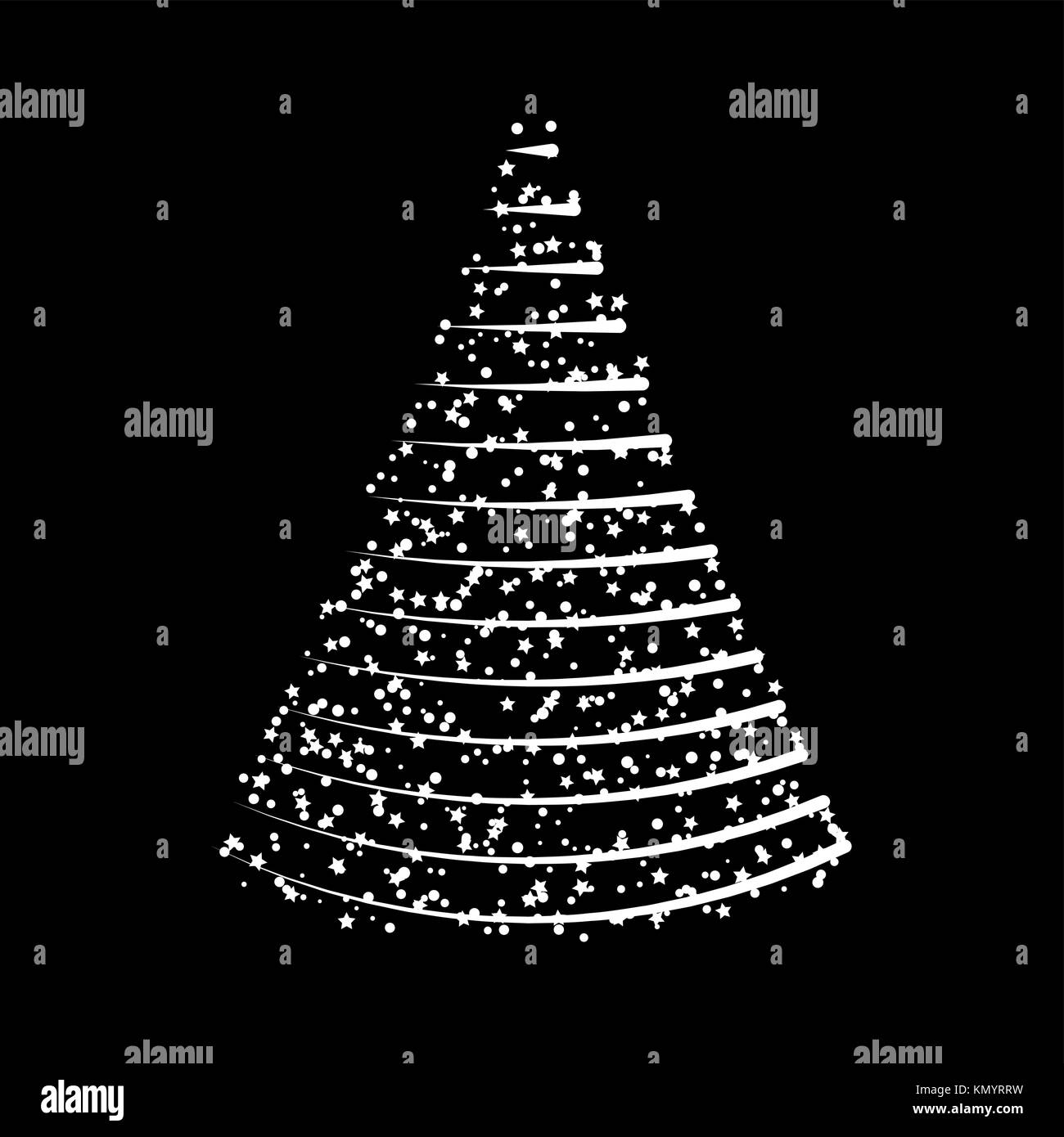 Christmas tree from lights  design isolated on black background Stock Vector