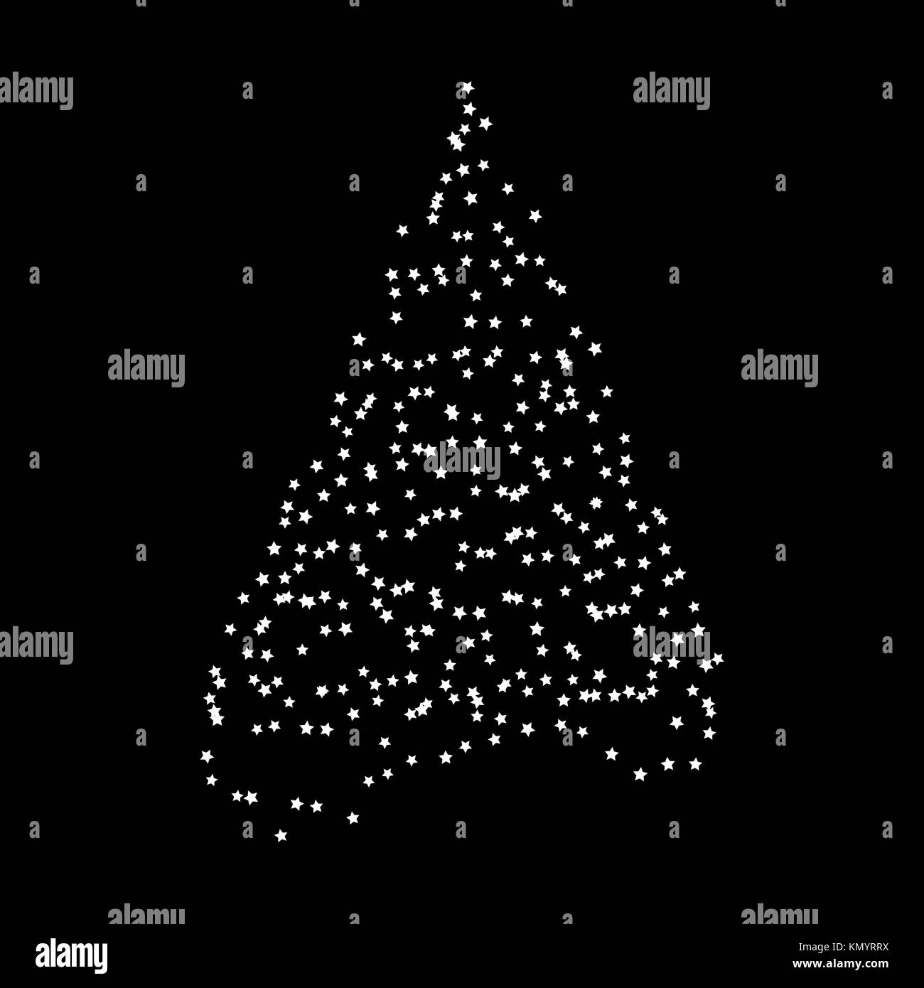 Christmas tree from lights  design isolated on black background Stock Vector