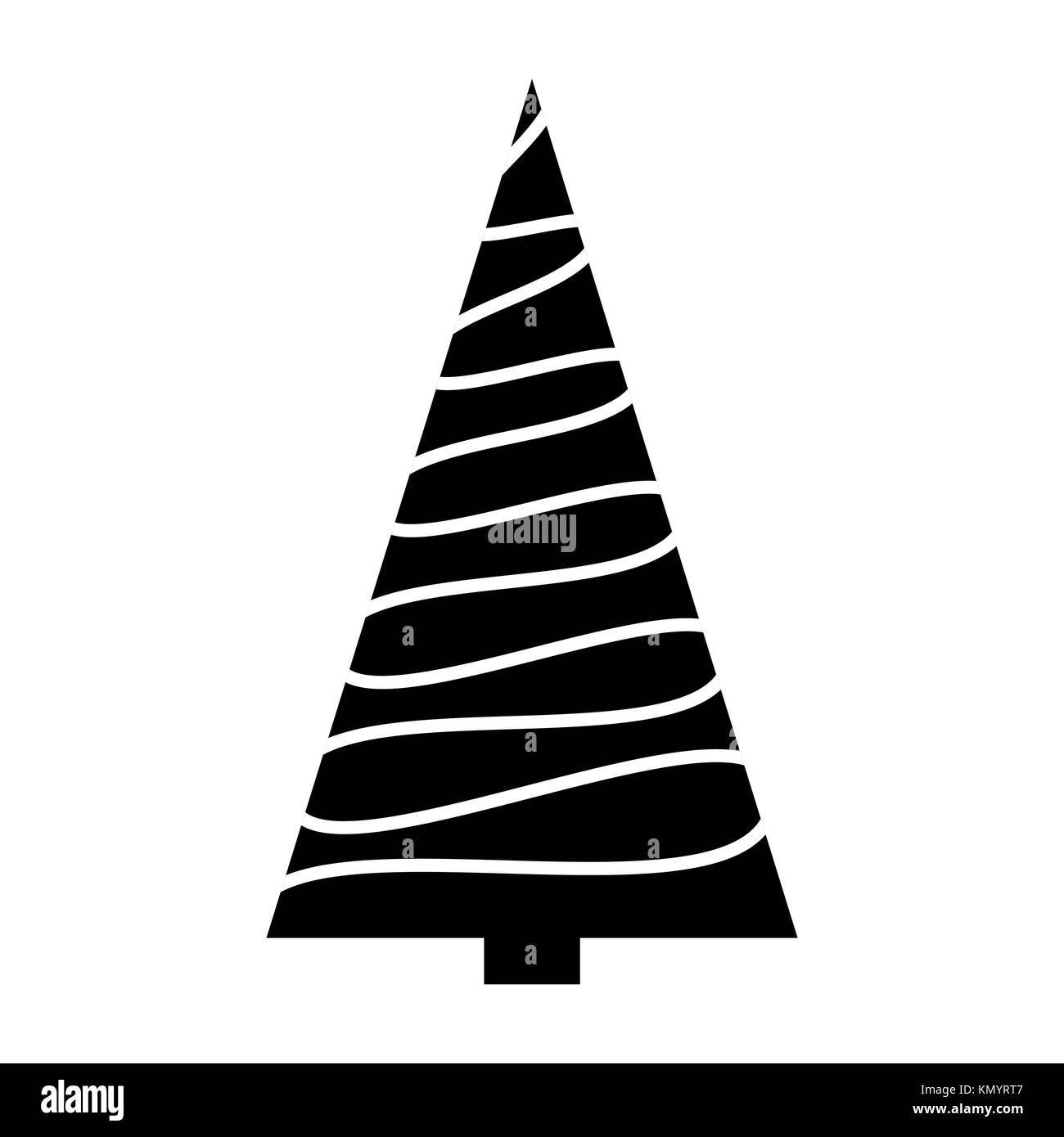 Christmas tree simple silhouette design isolated on white background Stock Vector