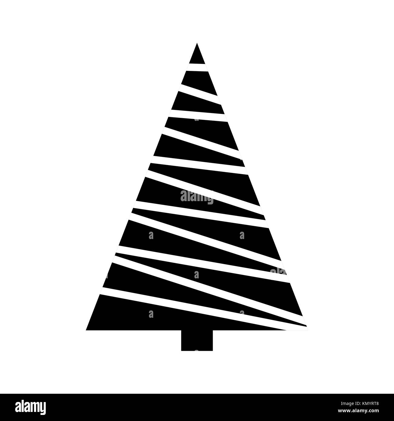 Christmas tree simple silhouette design isolated on white background Stock Vector