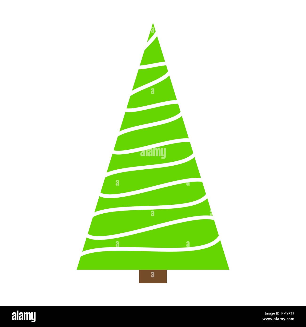 Christmas tree green simple outline design isolated on white background Stock Vector