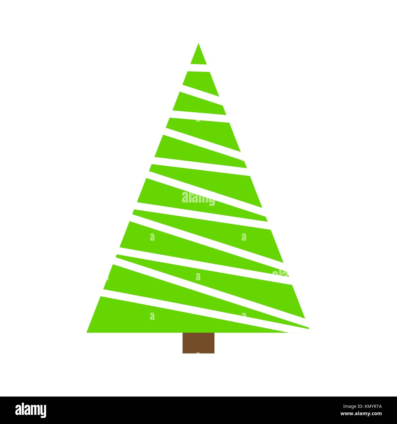 Christmas tree green simple outline design isolated on white background Stock Vector