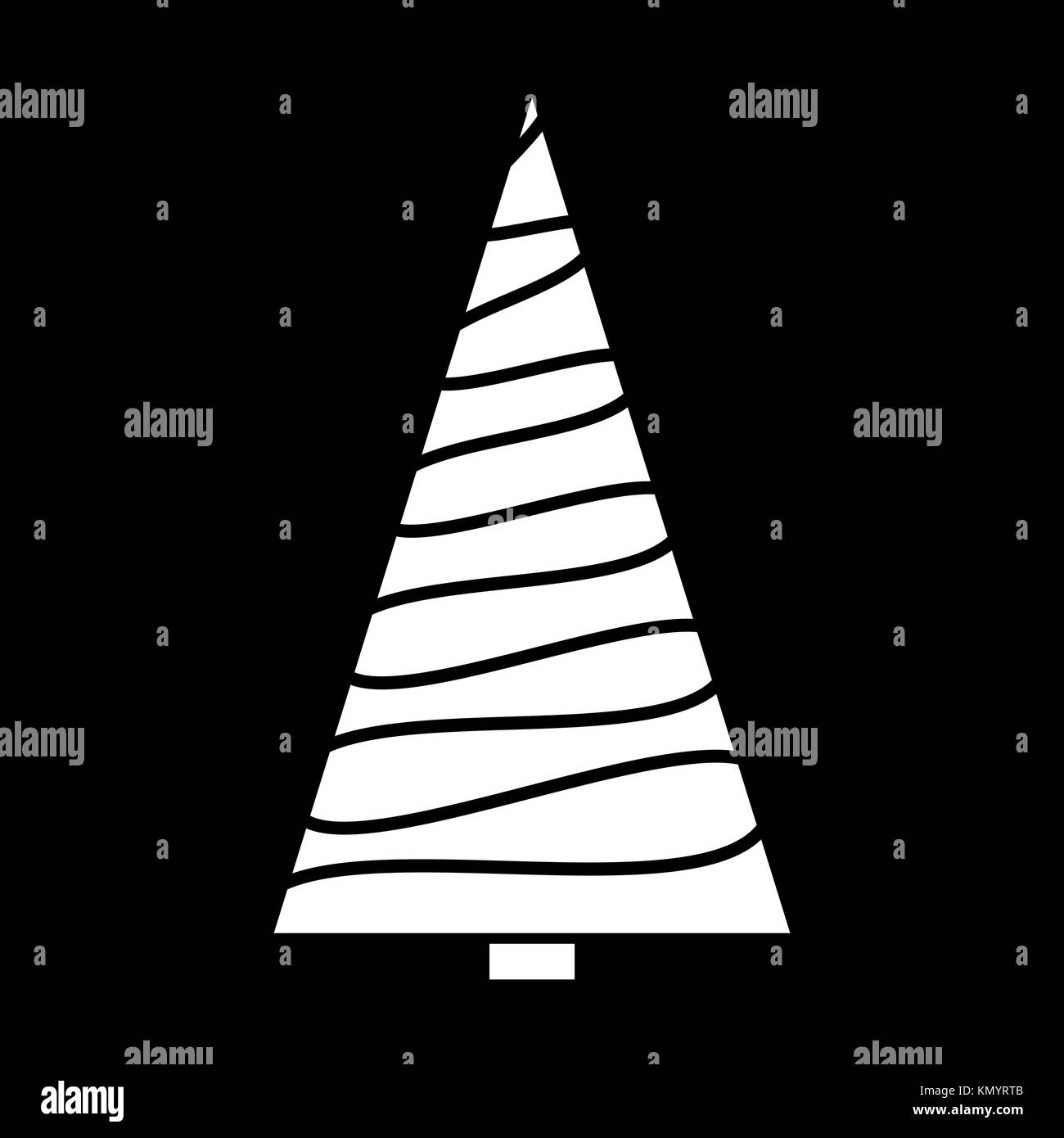 Christmas tree simple outline design isolated on black background Stock Vector