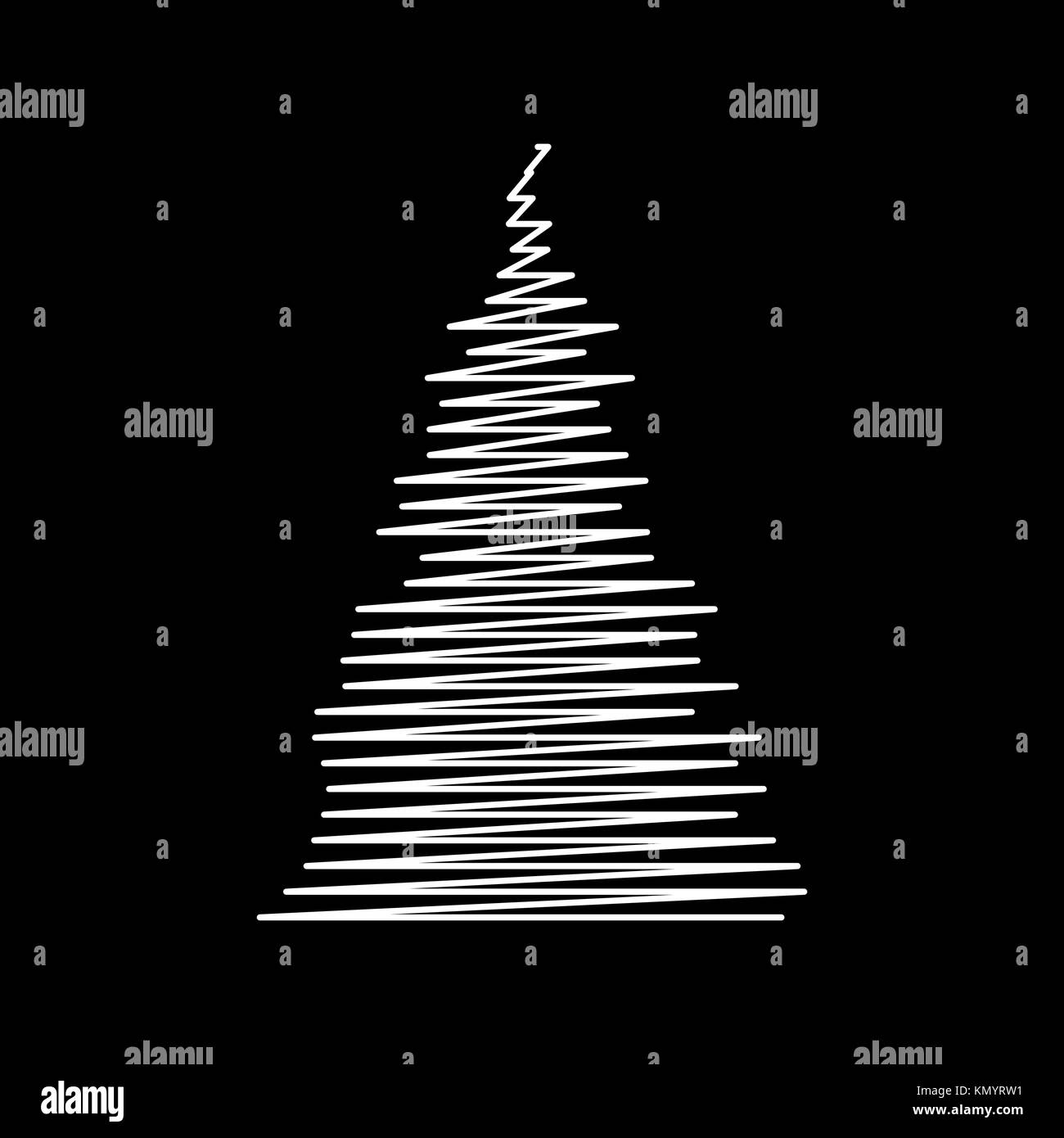 Christmas tree scribble design isolated on black background Stock Vector
