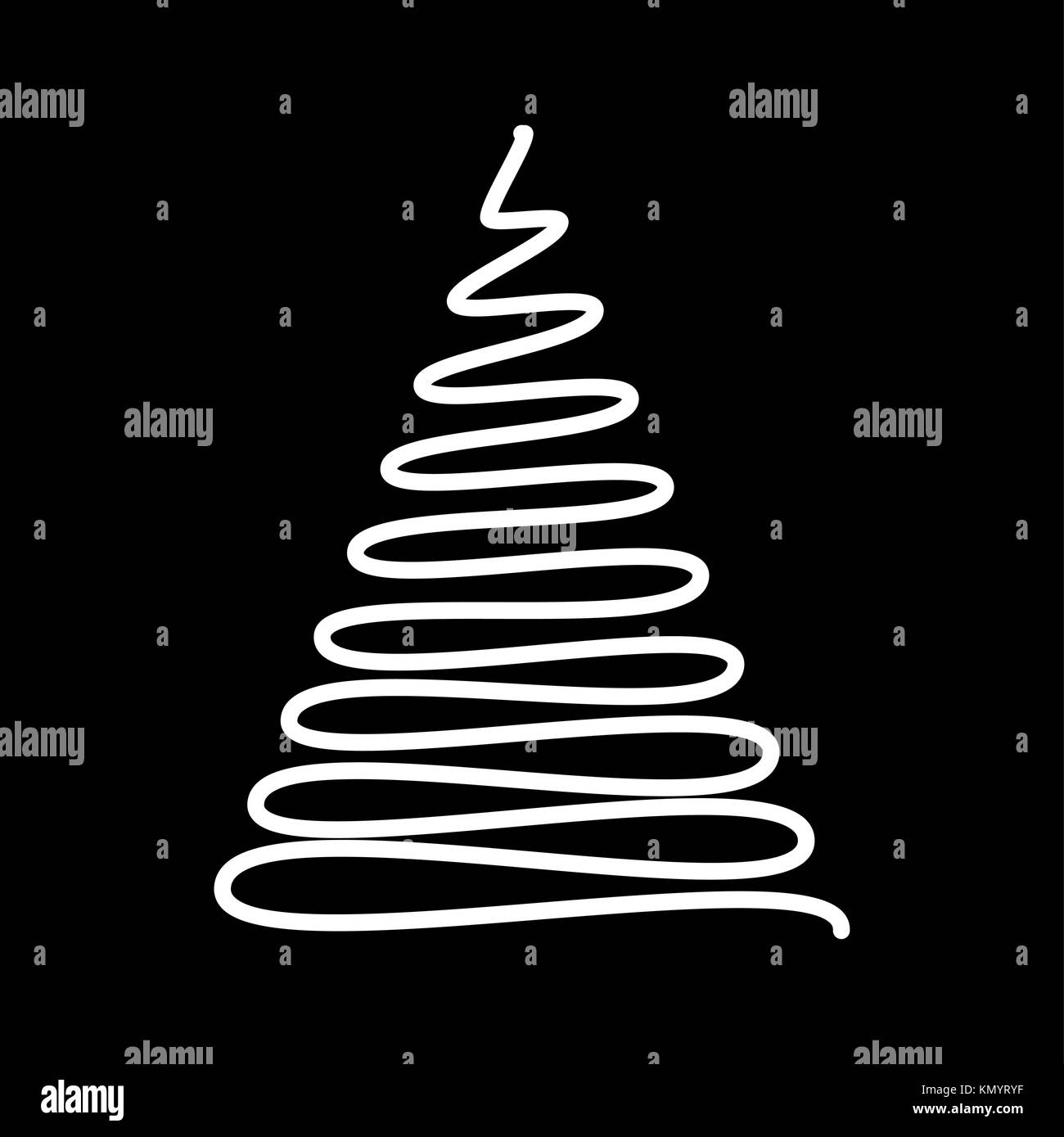 Christmas tree scribble design isolated on black background Stock Vector