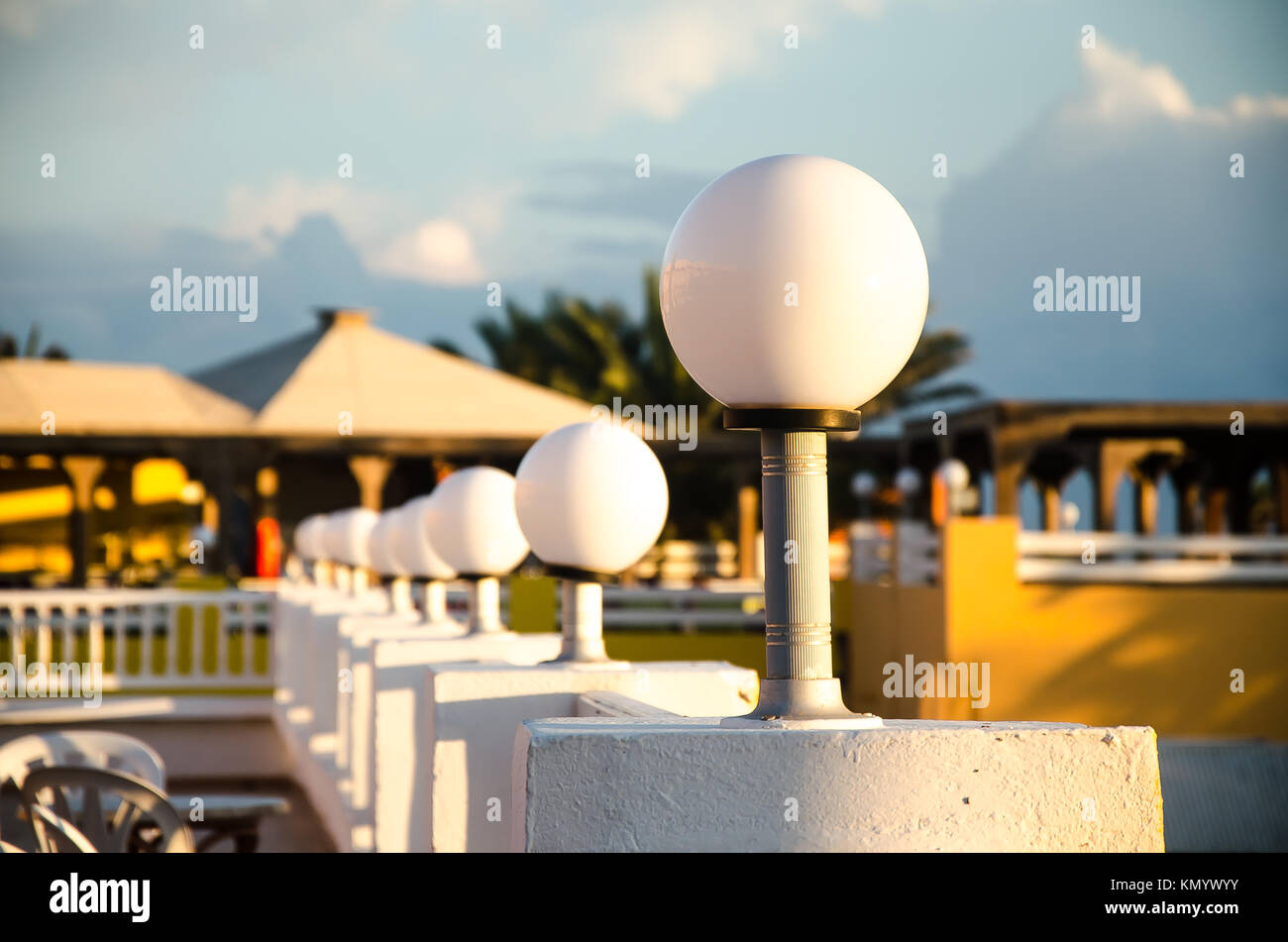 round white lights on the hotel terrace, Djerba Tunis, Nov. 7, 2014 Stock  Photo - Alamy